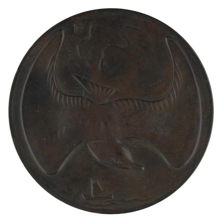 PENNING VPK 1934 Leendert Bolle : Lucht en Water, Postzegels en Munten, Penningen en Medailles, Brons, Nederland, Verzenden