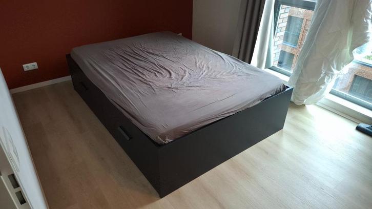 Brimnes Bed (Ikea) 140x200 / incl lattenbodems, Huis en Inrichting, Slaapkamer | Bedden, Gebruikt, Tweepersoons, 140 cm, 200 cm