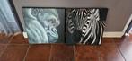 2 canvas doeken gorilla en zebra, Ophalen, Zo goed als nieuw