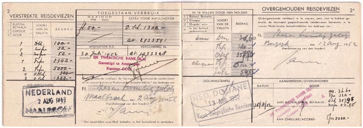 Toeristen Deviezenboekje TDB '52 Grens Douane Twentsche Bank, Verzamelen, Overige Verzamelen, Gebruikt, Ophalen of Verzenden