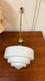 Gelaagd Art Deco Stijl Wit Glas Downrod Hanglamp antiek, Ophalen