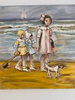 Olieverf Schilderij - Strandleven Kanvas  50x50, Ophalen of Verzenden