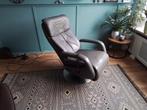 ZEER FIJNE RELAXSTOEL MAAT XL PUUR LEDER OP DRAAISCHOTEL, Ophalen of Verzenden, Zo goed als nieuw, 100 tot 125 cm, 50 tot 75 cm