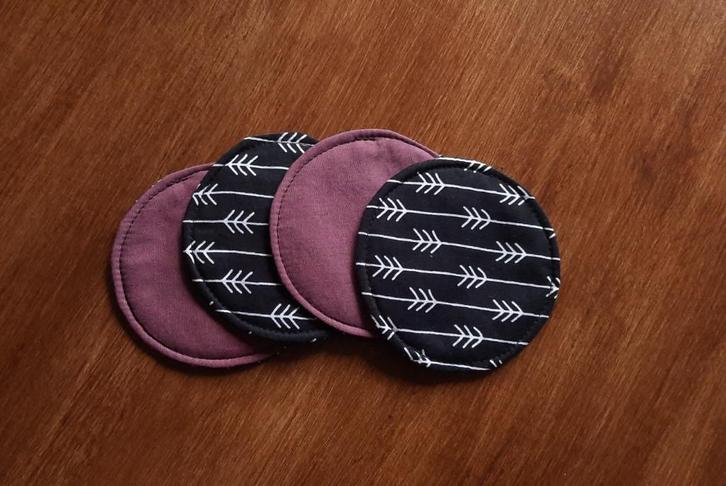 Katoenen onderzetters - Rond 4 stuks - paars/zwart, Huis en Inrichting, Woonaccessoires | Onderzetters, Nieuw, Glas of Kopje, Verzenden