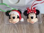 2 Kerstballen - Ornamenten Mickey & Minnie Mouse Keramiek, Verzenden, Zo goed als nieuw