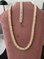Vintage parelmoer setje ketting & armband, Ophalen of Verzenden, Zo goed als nieuw, Wit, Overige materialen