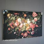 Canvas doek op houten frame met bloemen en dieren, Ophalen of Verzenden
