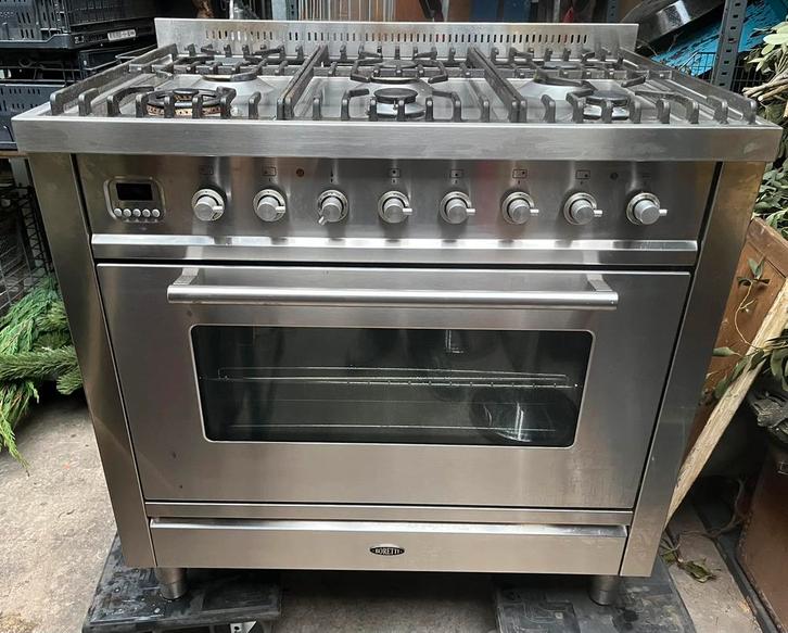 Kookplaat/ Fornuis oven, Borreti VT96IX, Witgoed en Apparatuur, Fornuizen, Gebruikt, Gas, 60 cm of meer, Ophalen