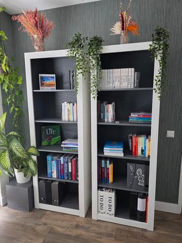 Stevige boekenkasten wit/grijs
