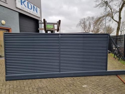 Dichte lamellen schuifpoort 4x1,8 incl motor en montage, Tuin en Terras, Tuinpoorten, Nieuw, Schuifpoort, IJzer, 150 tot 200 cm