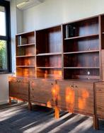 Vintage Jacaranda boekenkast met vitrines – 6-delig, Ophalen, 250 tot 300 cm, Gebruikt, 150 tot 200 cm