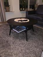 Donker bruine ronde salontafel met extra plank, Huis en Inrichting, Tafels | Salontafels, Ophalen, Rond, 50 tot 100 cm, Zo goed als nieuw