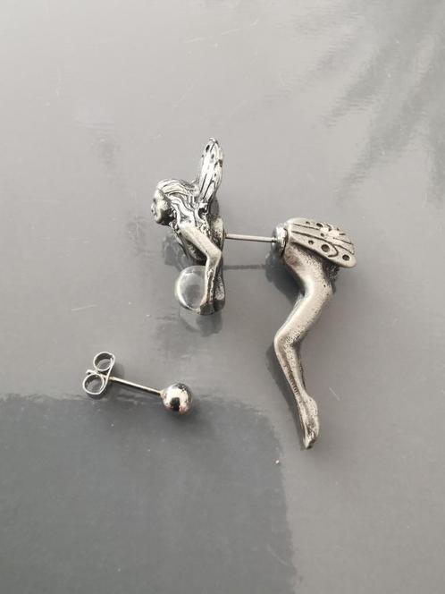 Fantasy oorsteker fairy, oorbel elfje, Pass 'N Thru earpin, Sieraden, Tassen en Uiterlijk, Oorbellen, Zo goed als nieuw, Knopjes of Stekers