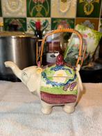 Vintage Majolica Theepot - Olifant met Rijder, Made in Japan, Antiek en Kunst, Ophalen of Verzenden