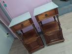 antiek mahonie set nachtkastjes wit marmer blad 325,00, Ophalen, Minder dan 45 cm, Zo goed als nieuw, 70 cm of meer