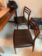 6 Stuks Niels Moller stoelen model 78, Ophalen, Zo goed als nieuw, Bruin, Leer