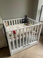 Witte box bopita incl matras en boxkleed met lade, Kinderen en Baby's, Ophalen, Gebruikt, Rechthoekig, In hoogte verstelbaar
