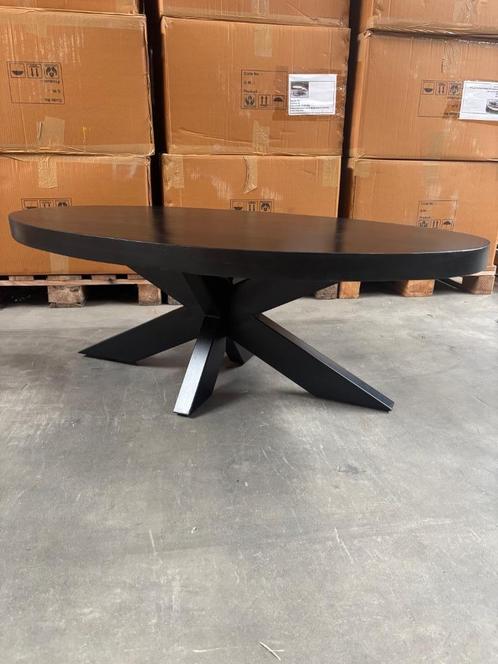 Ovale salontafel | 130x70x45cm | Zwart Mangohout, Huis en Inrichting, Tafels | Salontafels, Zo goed als nieuw, Minder dan 50 cm