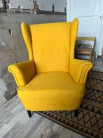 Ikea Strandmon stoel met poef geel, Huis en Inrichting, Fauteuils, Ophalen, Zo goed als nieuw, 75 tot 100 cm, 50 tot 75 cm