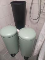 Twee Jade Groene Pedaalemmers, Huis en Inrichting, Ophalen, Met pedaal, 50 tot 75 cm, Metaal