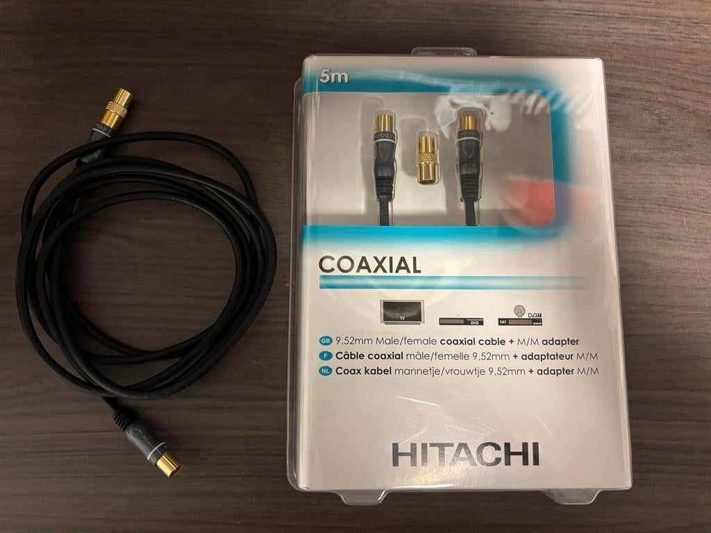2x High-end CoAx kabel 5m met vergulde contacten, Ophalen of Verzenden, Nieuw, Coaxiale kabel