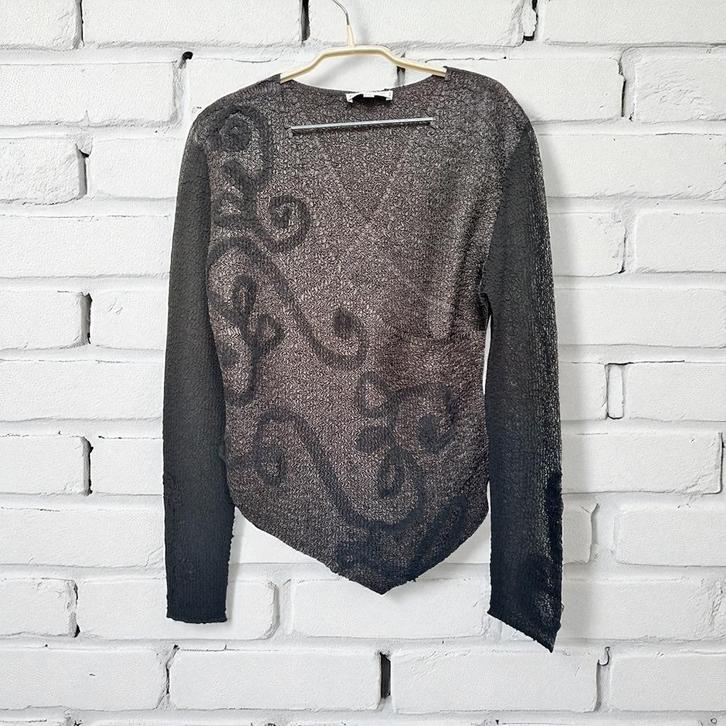 Anne Fontaine Blouse Maat 3 Grijs Bruin Gesmokt Print Milla, Kleding | Dames, Blouses en Tunieken, Gedragen, Maat 38/40 (M), Bruin