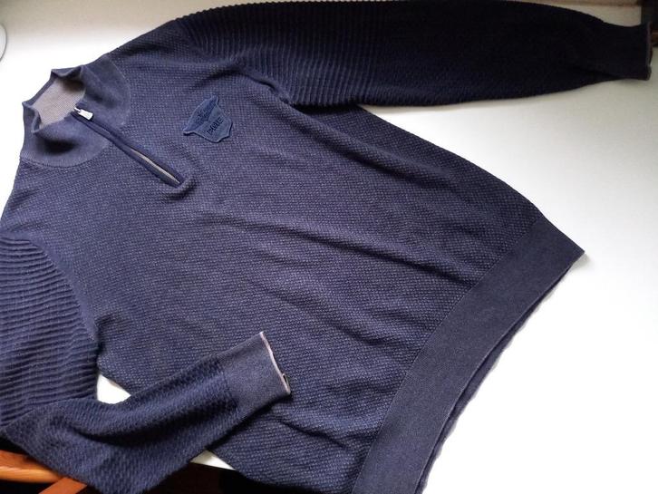PME LEGEND donker blauwe trui met kraag, maat L, Kleding | Heren, Truien en Vesten, Zo goed als nieuw, Maat 52/54 (L), Blauw, Verzenden
