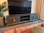 Richmond Blackbone TV-Meubel - 220cm - Goud Onderstel, Ophalen, Zo goed als nieuw, 200 cm of meer, Metaal