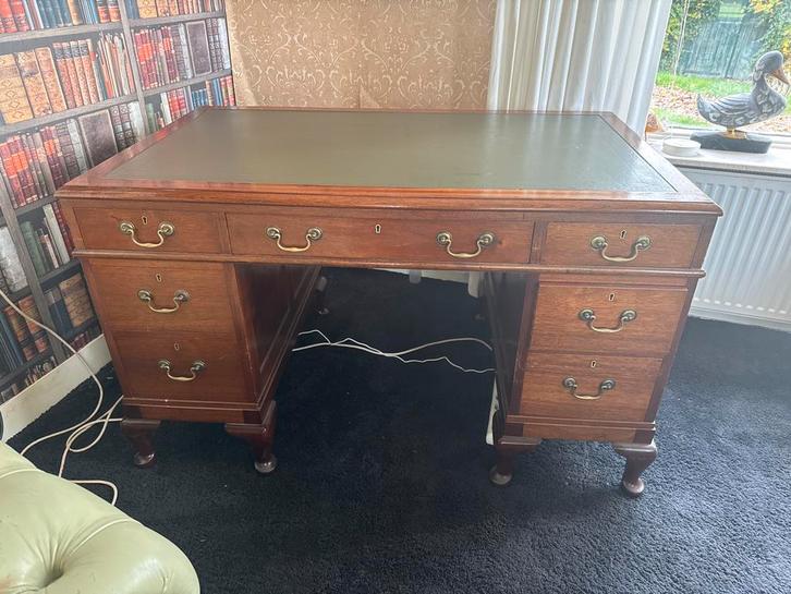 Antiek Dames Bureau met Groen Inleg, Huis en Inrichting, Bureaus, Gebruikt, Bureau, Ophalen