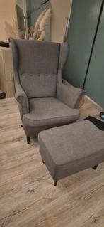 IKEA Strandmon fauteuil met hocker, grijs, Ophalen, Klassiek, 75 tot 100 cm, Zo goed als nieuw