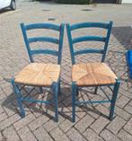 2 houten stoelen met rieten zitting, stoeltjes vintage, Ophalen, Twee, Bruin, Zo goed als nieuw