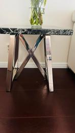 Bijzettafel marmer look met ijzeren poten, Ophalen, Minder dan 45 cm, Minder dan 55 cm, Metaal of Aluminium