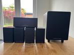 Mordaunt-short alumni 5.1 set: 1x center, 1x sub, 4x sat., Overige merken, Gebruikt, 120 watt of meer, Ophalen