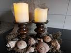 Prachtige set houten kaarsenstandaards, Bruin, Ophalen of Verzenden, Zo goed als nieuw, Hout