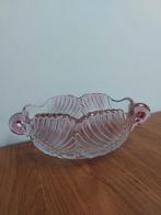 Vintage Roze Glazen Schaal met Handvatten, Antiek en Kunst, Ophalen of Verzenden