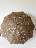 Vintage parapluutje, bruin met rode, gele en witte bloemen e, Ophalen of Verzenden, Huis en Inrichting