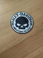 Harley Davidson Sticker Skull zilver zwart metaal rond 9 cm
