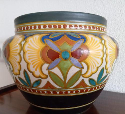 Bloempot Gouda Plateel antiek, Antiek en Kunst, Antiek | Keramiek en Aardewerk, Ophalen