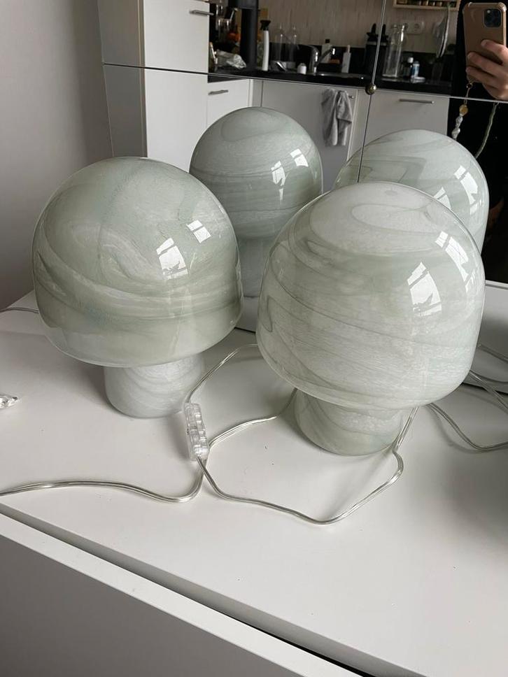 Westwing Talia Nachtlampjes set van 2 - Marmerlook, Huis en Inrichting, Lampen | Tafellampen, Zo goed als nieuw, Minder dan 50 cm