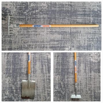 Kinder / mini hark + schop + schoffel van TalenTools beschikbaar voor biedingen