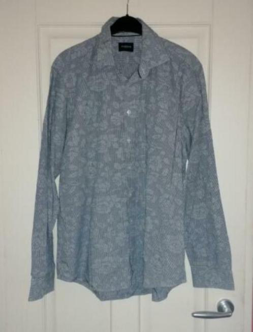 McGregor licht grijs gebloemd gestippeld overhemd L nr 34553, Kleding | Heren, Overhemden, Zo goed als nieuw, Halswijdte 41/42 (L)