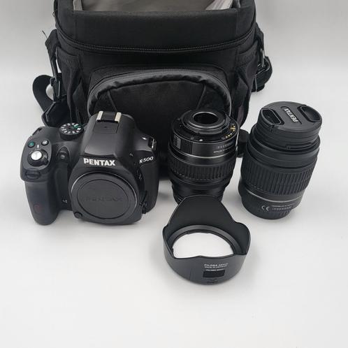 Pentax K-500 Digital Spiegelereflex Camera + 2 Lens + 2 Accu, Audio, Tv en Foto, Fotocamera's Digitaal, Zo goed als nieuw