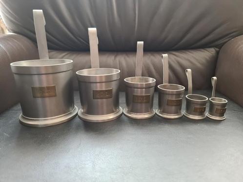 Vintage Tinnen Maatbekers - Set van 6, Antiek en Kunst, Antiek | Keukenbenodigdheden, Ophalen of Verzenden