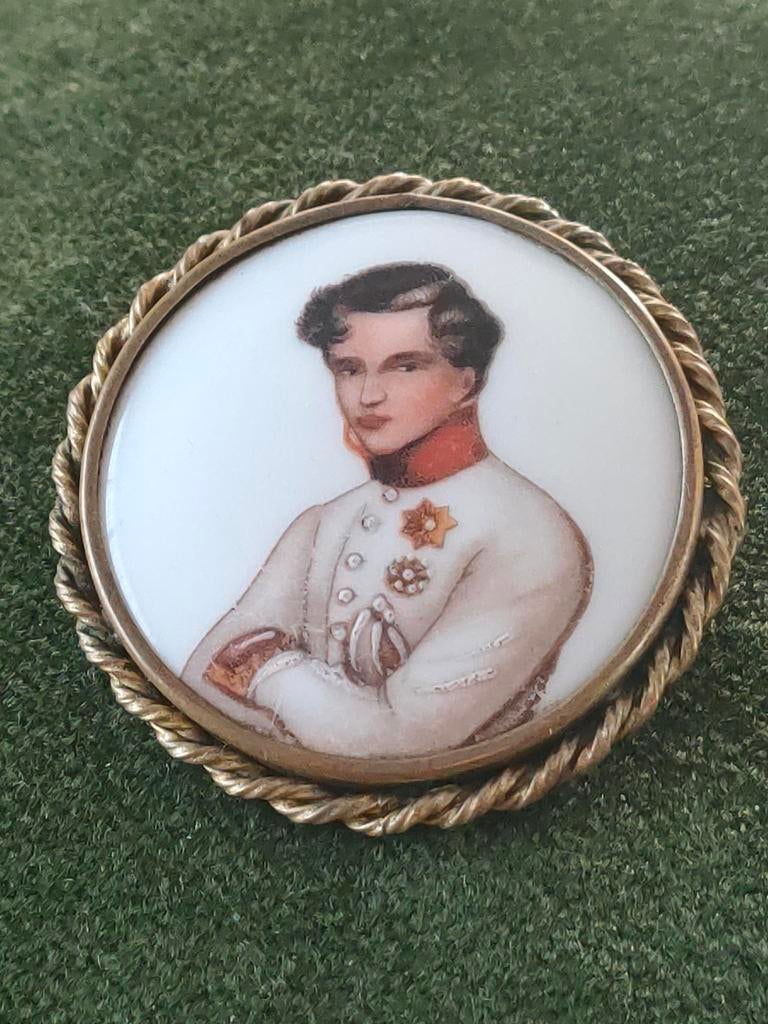 Antieke Franse Limoges broche, Sieraden, Tassen en Uiterlijk, Verzenden, Zo goed als nieuw, Zilver, Overige materialen