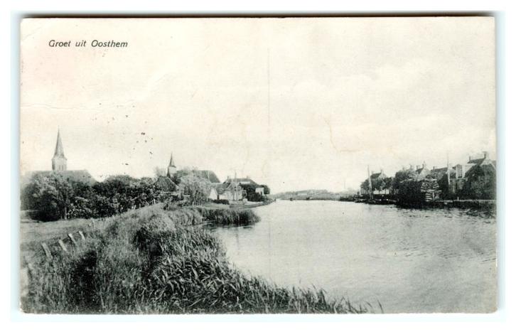 Oosthem, (tussen Sneek en Heeg) Groet uit Oosthem. Zie besch, Verzamelen, Ansichtkaarten | Nederland, Gelopen, Friesland, Voor 1920