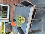 Rvs tuinset met natuurstenen blad en 6 stoelen, Tuin en Terras, Tuinsets en Loungesets, Ophalen, Gebruikt, Rvs