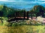 schilderij "Brug in het Twiske"., Ophalen, Zo goed als nieuw, Schilderij, 75 tot 100 cm