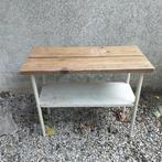 Tafel , staal met houten blad, Ophalen