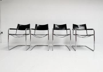 Set van 4 lederen Mart Stam S34 stoelen, 1970's beschikbaar voor biedingen