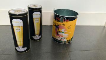GRATIS bierblikken Warsteiner en Palm emmer beschikbaar voor biedingen
